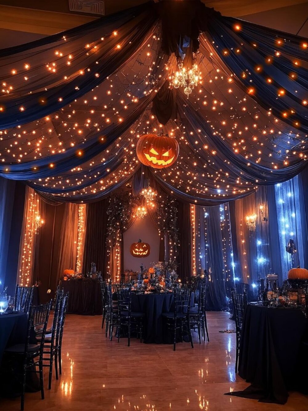 6 Panels Black Ceiling Drapes with Lights for Weddings Tent Draping 5ftx10ft Wed